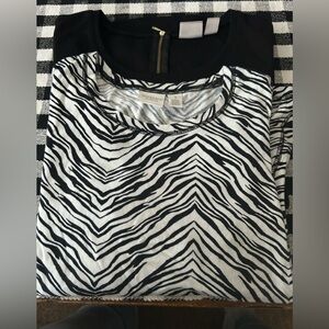 Chico's set of two tops Black and White Zebra Print Tee and black solid